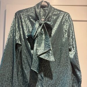 Cheetah Blouse with Neck Tie